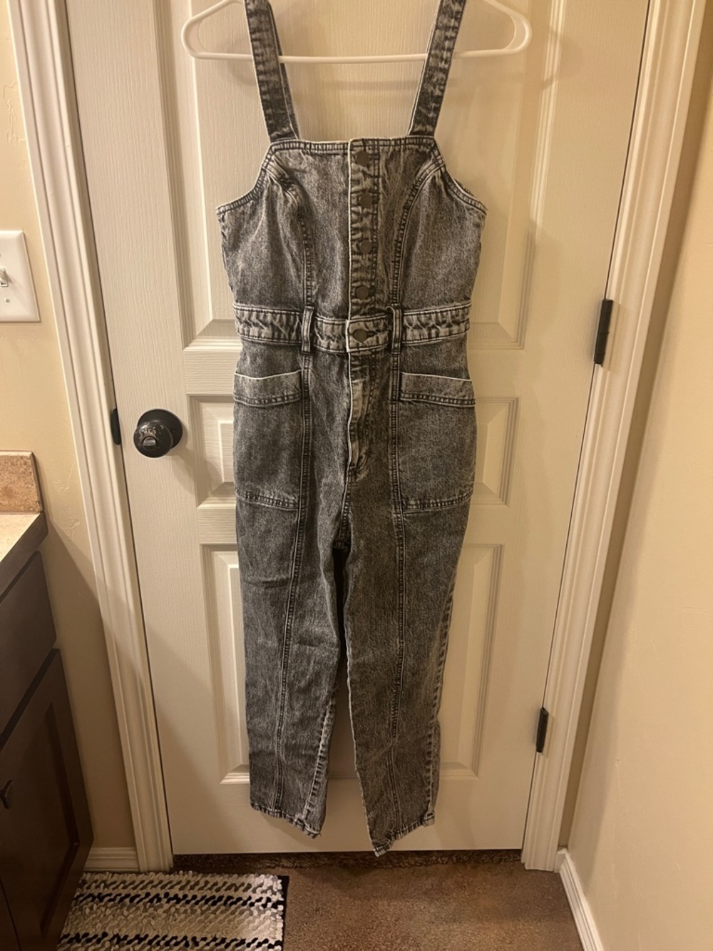 Universal Thread Gray Stonewashed Denim Jumpsuit